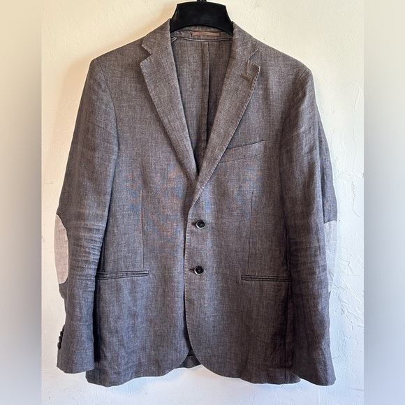 Angelico Franceschini 100% Linen Distressed Gray Blazer Sz 40R or M - Picture 1 of 16